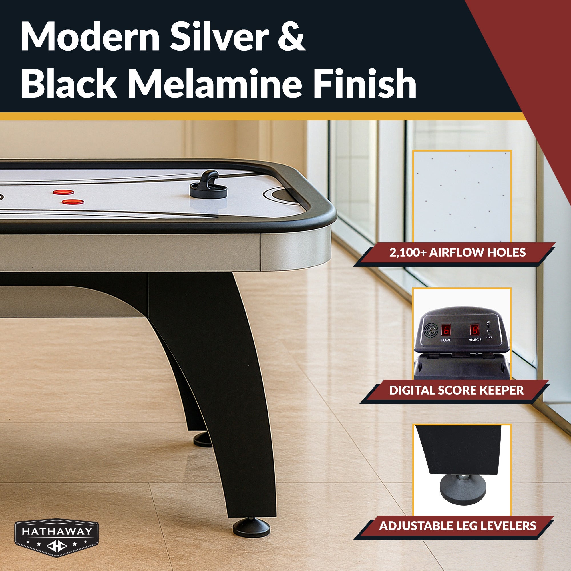 Silverstreak 72-in Air Hockey Table with LED Scoring image 5