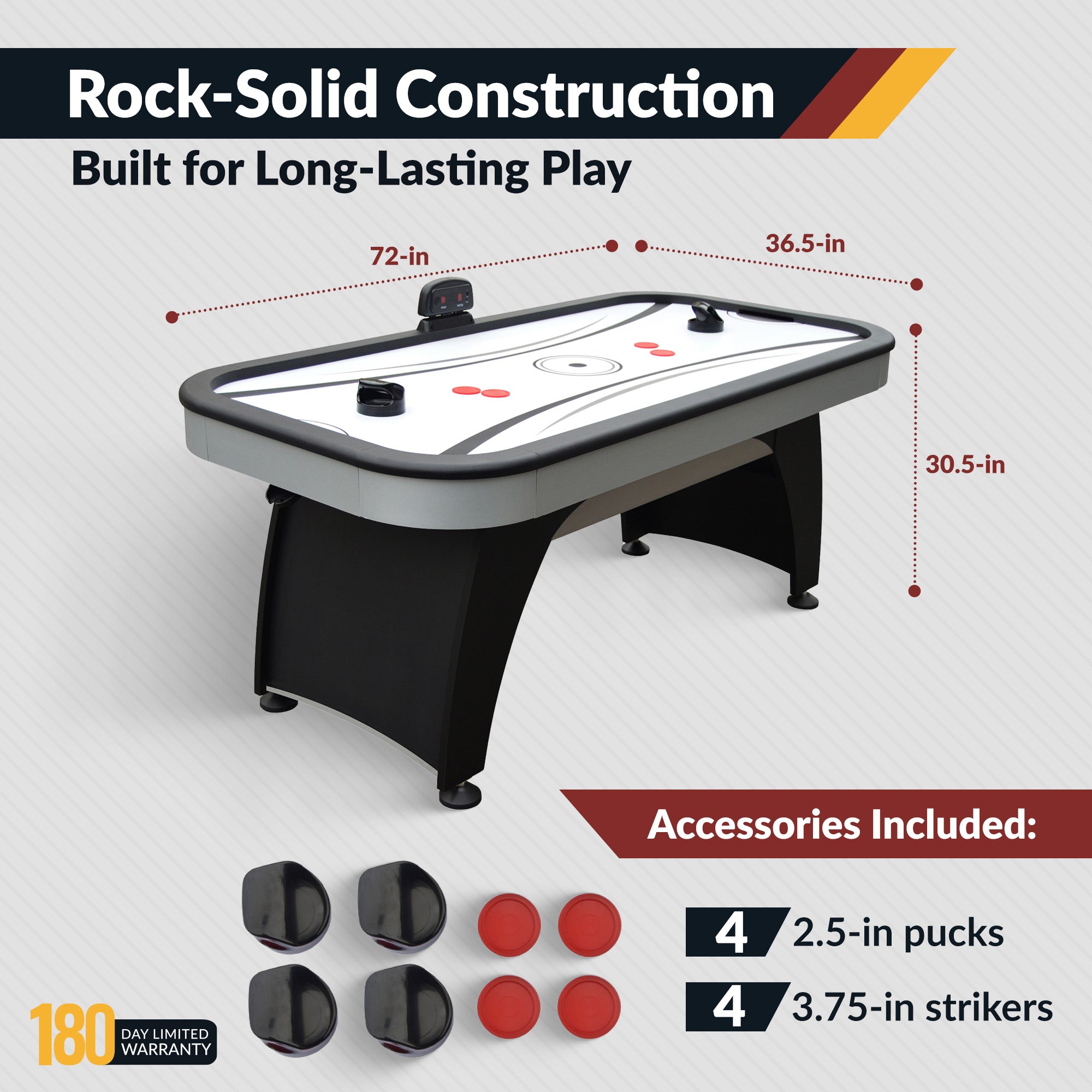 Silverstreak 72-in Air Hockey Table with LED Scoring image 4