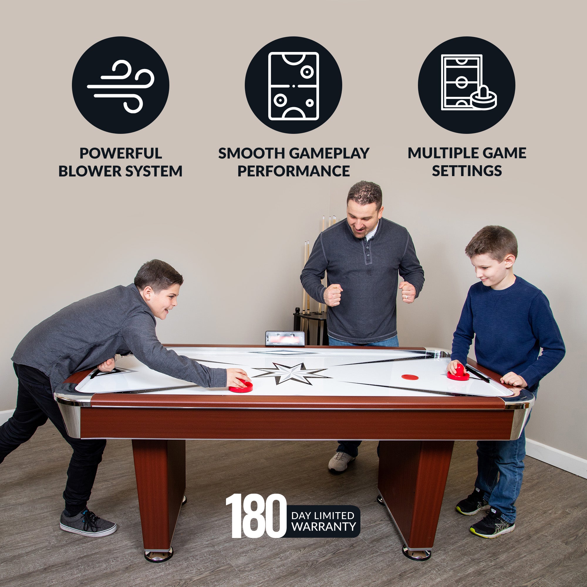 Midtown 72-in Air Hockey Table with LED Scoring - Cherry Finish image 5