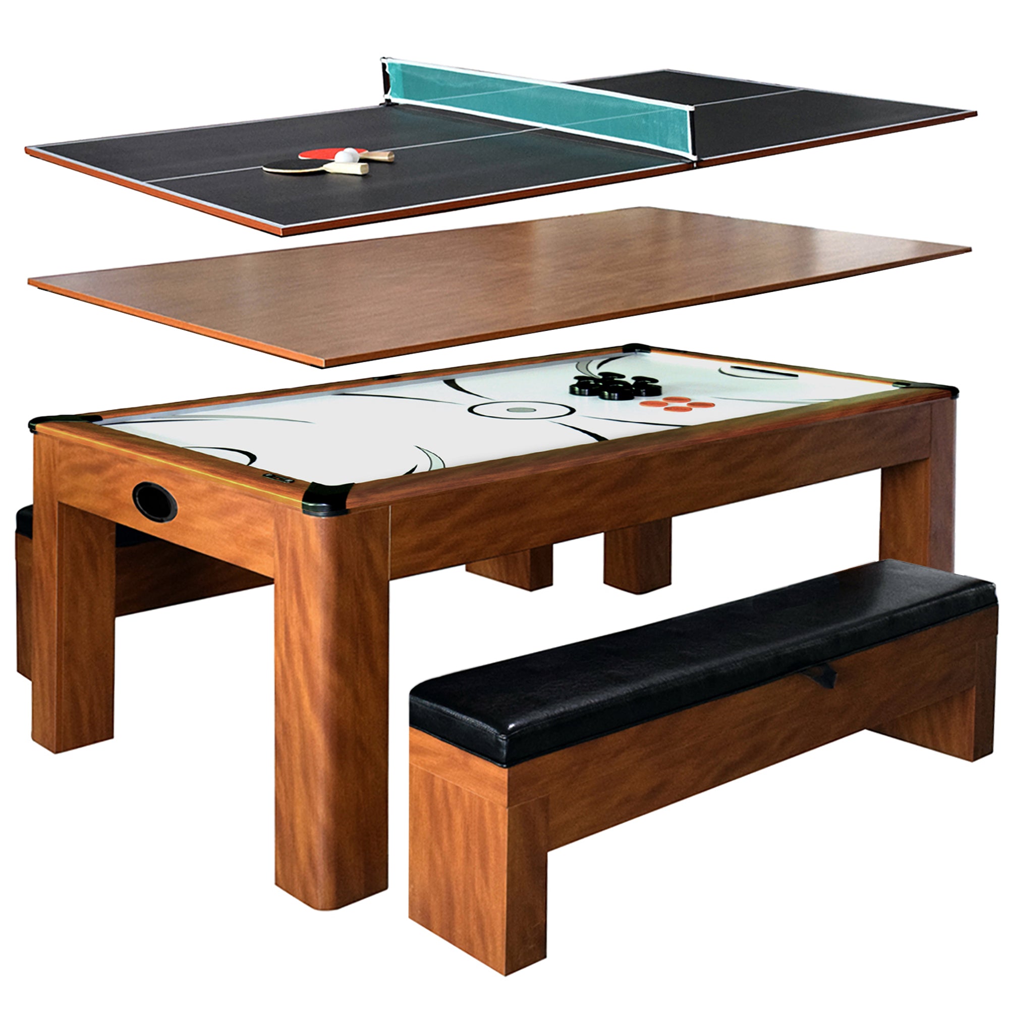 Sherwood 7-ft Air Hockey Table Combo Set with Benches