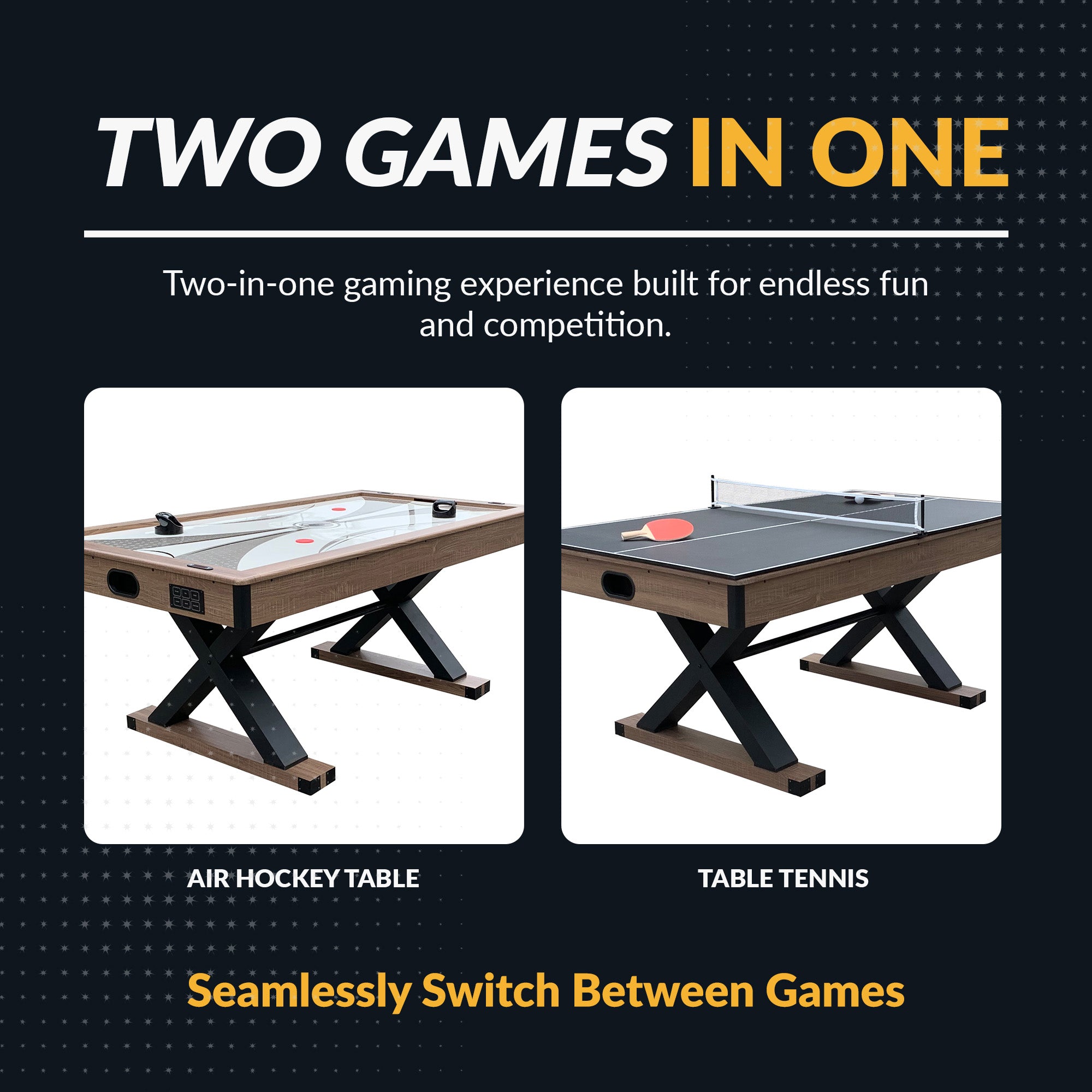 Excalibur 72-in Air Hockey Table with LED Scoring and Table Tennis Top image 4