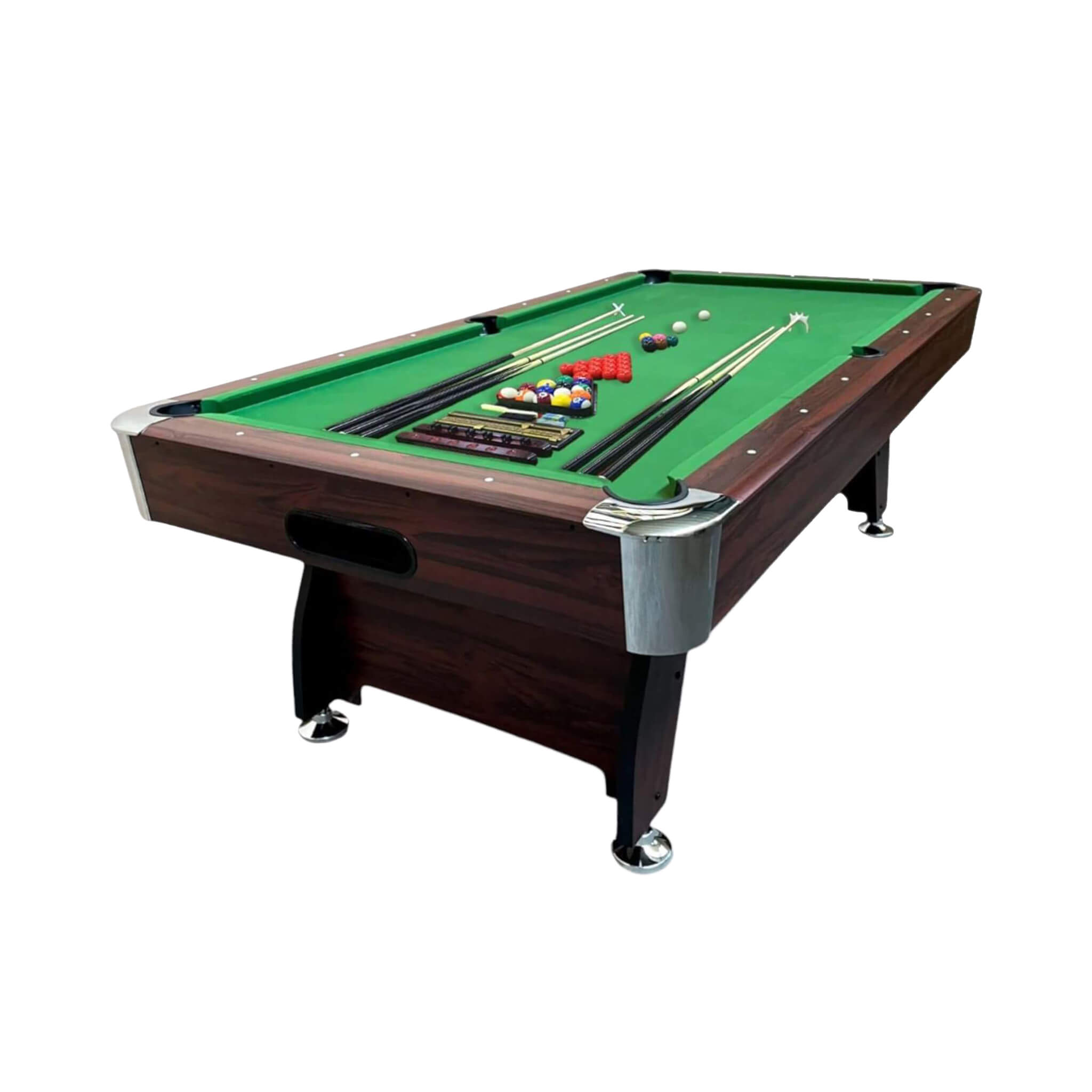 8FT Modern Green Felt Billiard Pool Table With Automatic Ball Return And Accessories Kit
