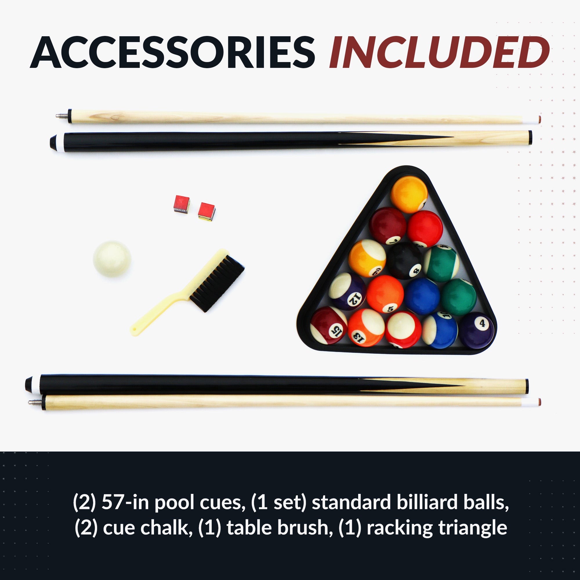 Jupiter 7 Ft Heavy Duty Pool Table – Includes Cue Sticks, Billiard Balls, Brush – Red Felt with Black Finish
