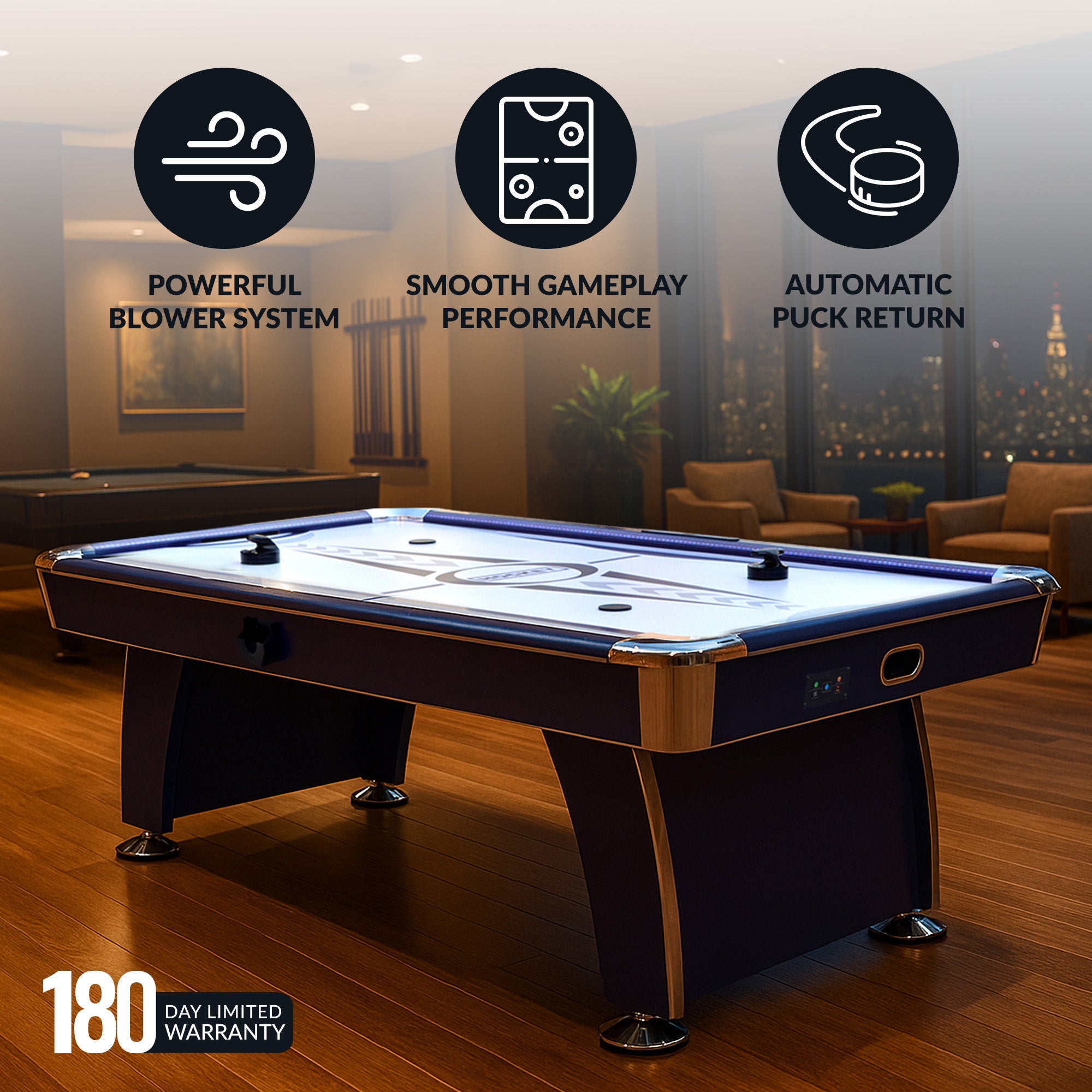 Phantom II 90-in Air Hockey Table with LED Scoring and Lights image 5