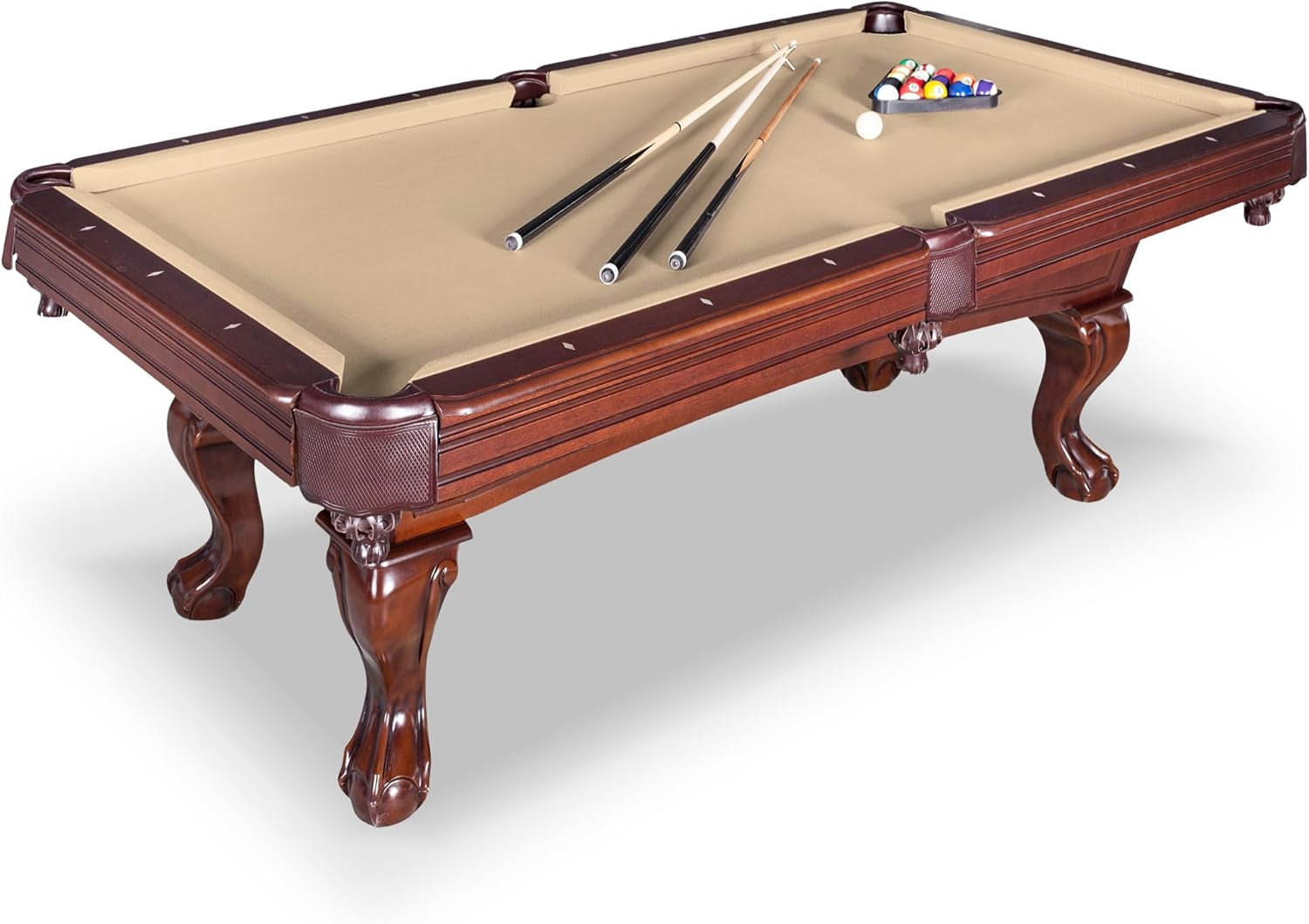 Augusta 8 Ft Furniture Pool Table – Includes Cue Sticks, Billiard Balls – Classic Design Perfect for Family, Home, Dining, or Living Room