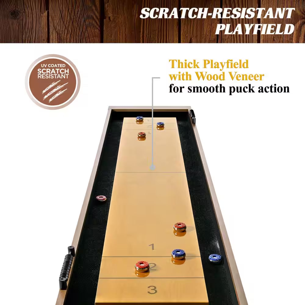 9 Ft. Urban Shuffleboard Table, UV Playfield and 8-Puck Set