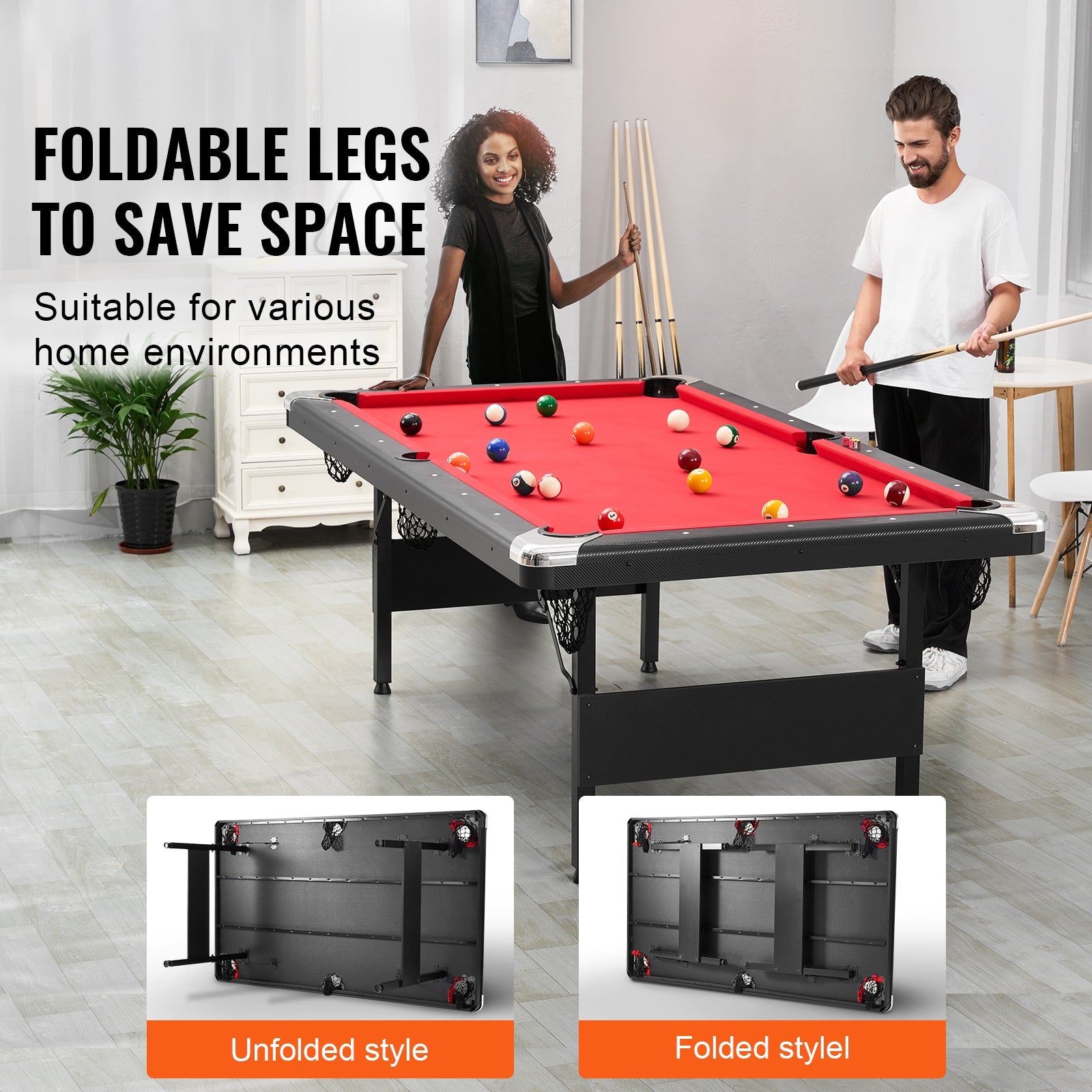 7 ft Foldable Portable Billiards Table with Complete Accessories