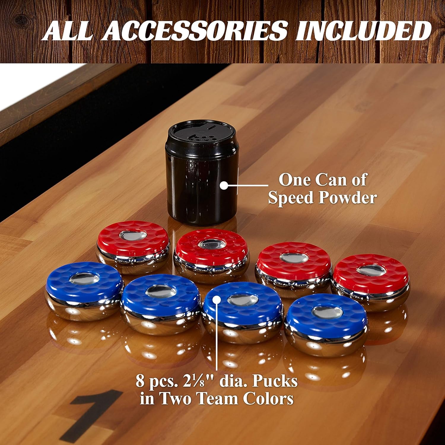 Barrington Urban Shuffleboard Table with Scratch-Resistant Playfield and 8-Puck Set