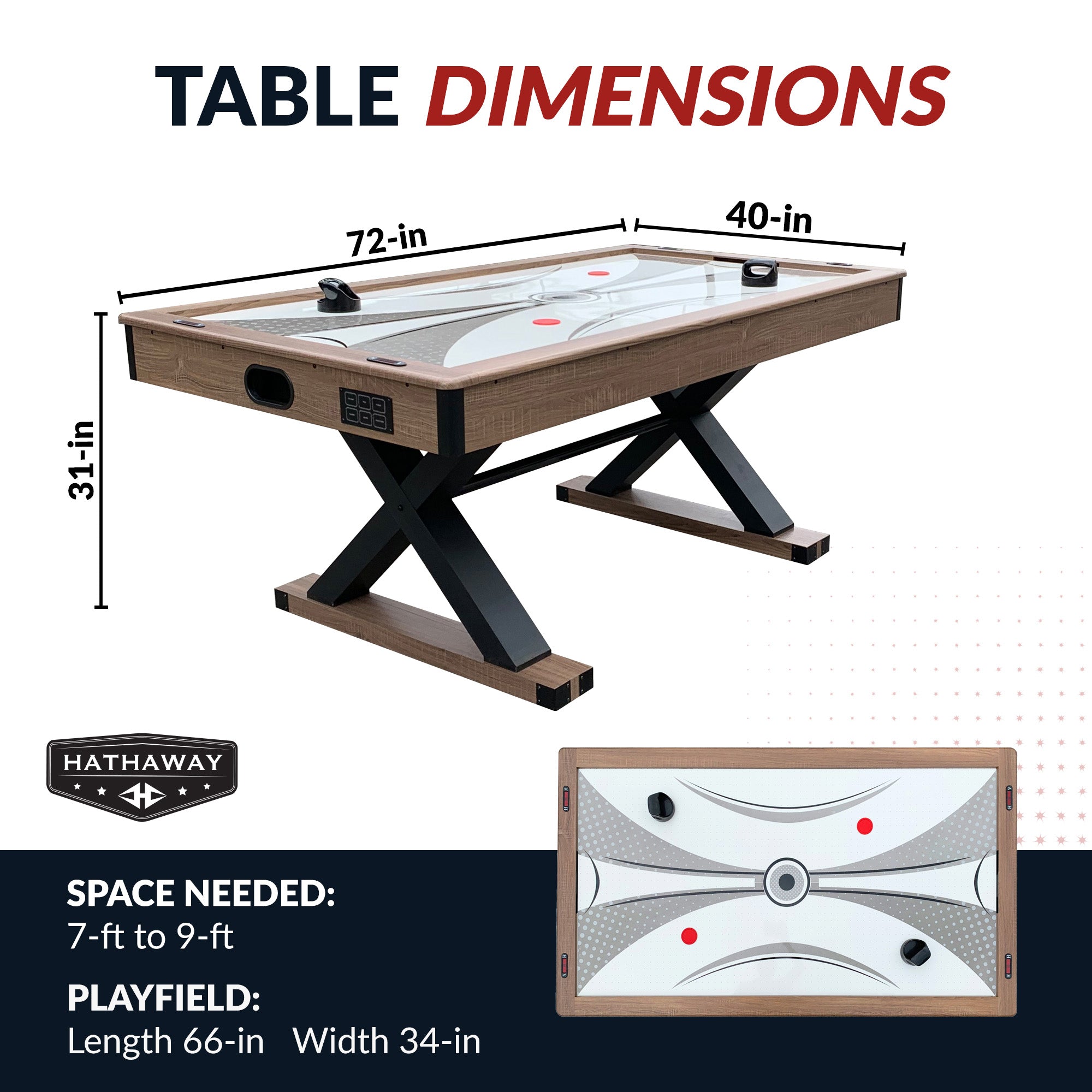 Excalibur 72-in Air Hockey Table with LED Scoring and Table Tennis Top image 3