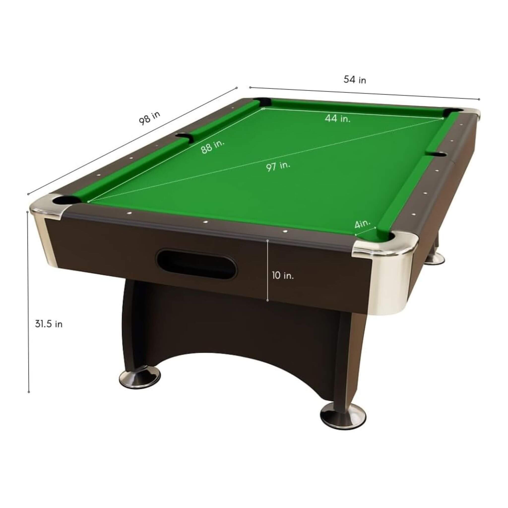 8FT Modern Green Felt Billiard Pool Table With Automatic Ball Return And Accessories Kit