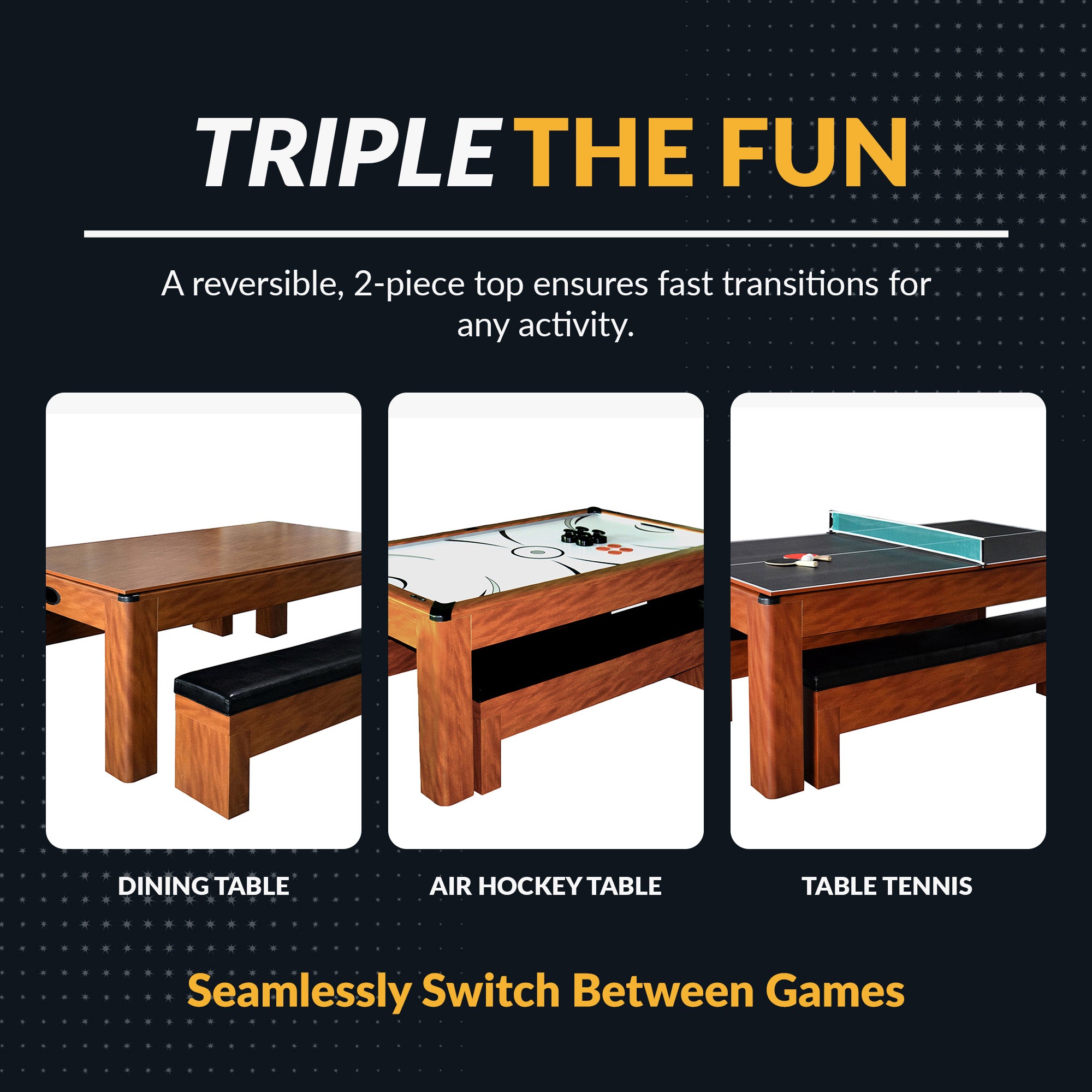 Sherwood 7-ft Air Hockey Table Combo Set with Benches image 4