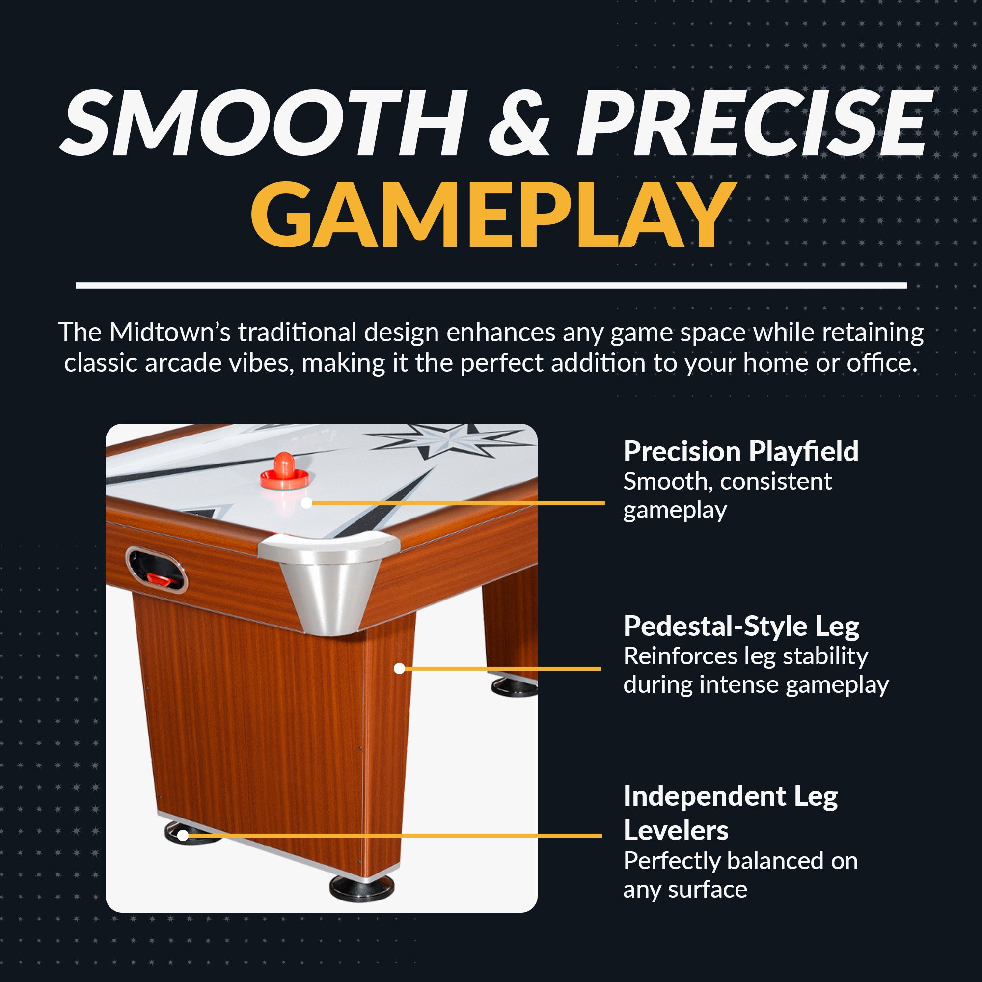 Midtown 72-in Air Hockey Table with LED Scoring - Cherry Finish image 4