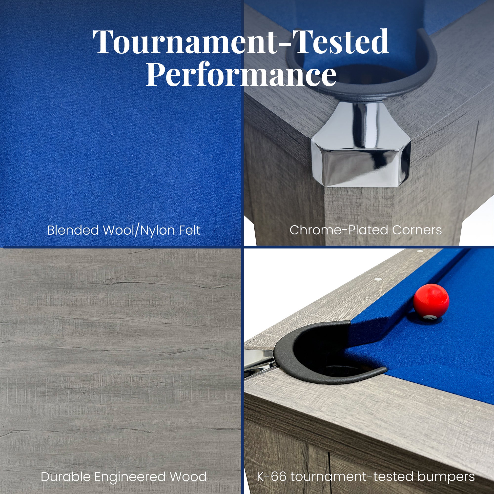 Newport 7-ft Pool Table Combo Set with Benches - Rustic Grey with Blue Felt image 5