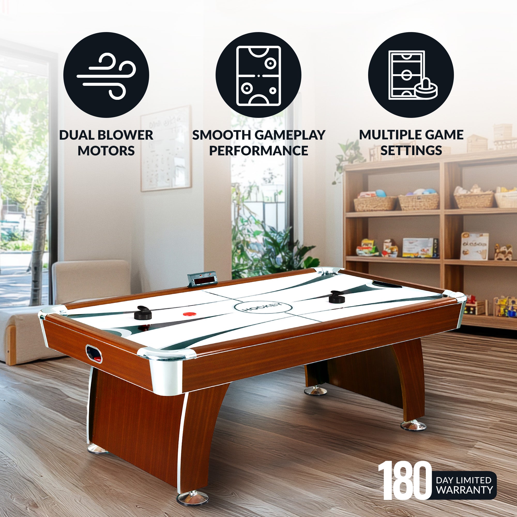 Brentwood 90-in Air Hockey Table with LED Scoring and Sound image 5