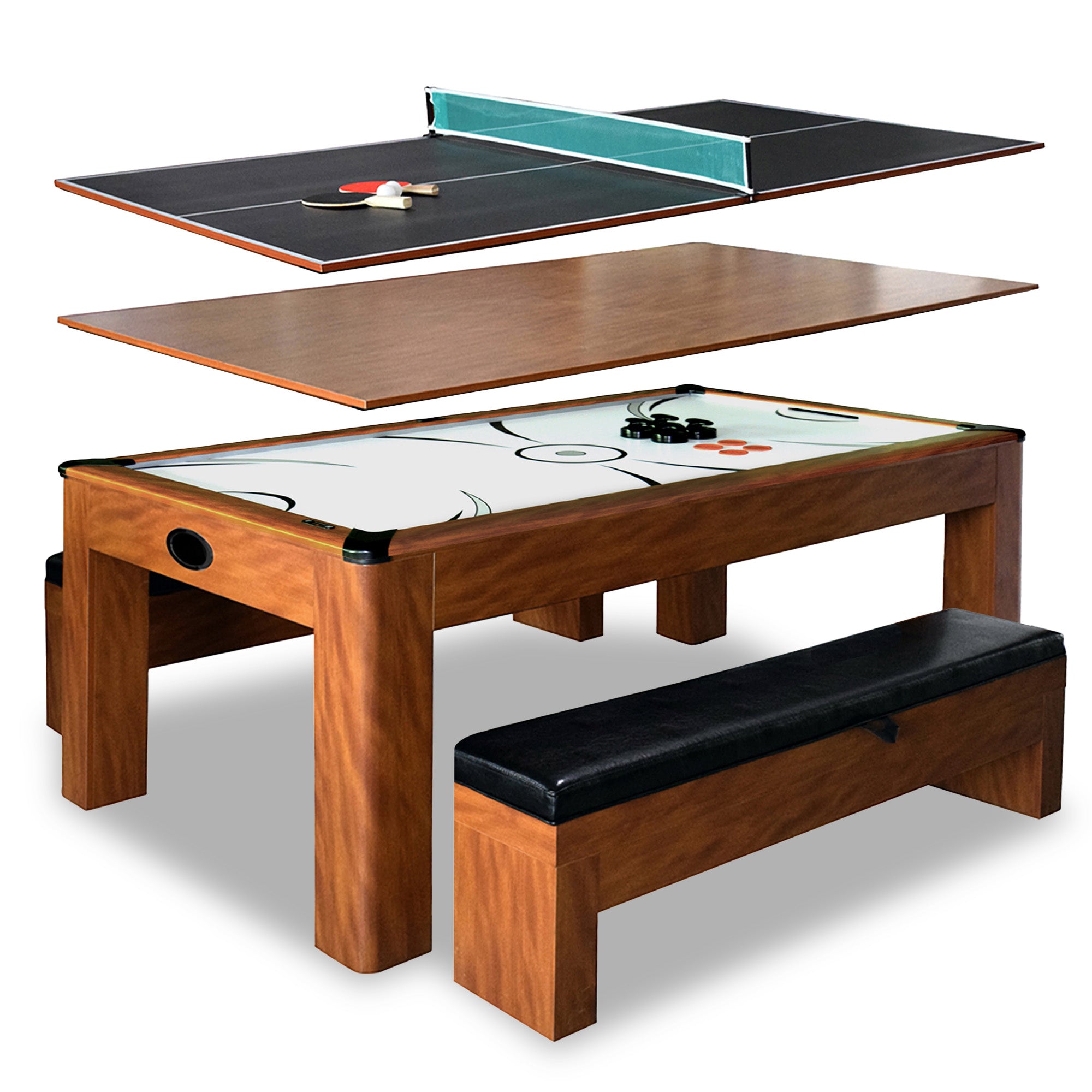 Sherwood 7-ft Air Hockey Table Combo Set with Benches image 2